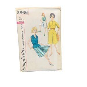 Vintage Simplicity Sewing Pattern 3866 Misses Culottes Shirt Size 12 Bust 32
